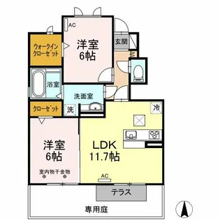 ラ・プレミール天神【1階】の間取り