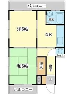 京口セントラルハイツ【2F-W号室】の間取り