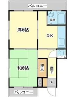 京口セントラルハイツ【2F-W号室】の間取り