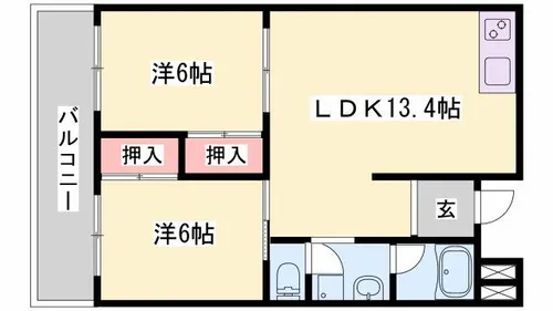 兵庫県姫路市広畑区東新町1丁目【マンション】の間取り