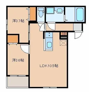 ベルシア箱崎【2階】の間取り
