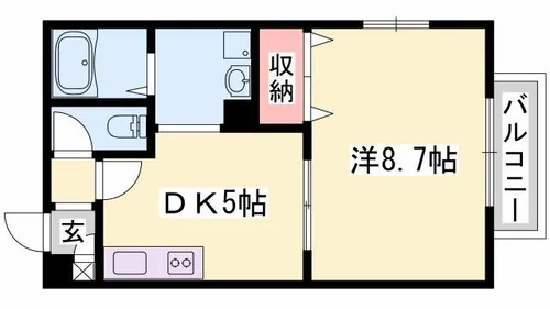 パセオ新在家【203号室】の間取り