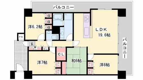 兵庫県姫路市広畑区小松町2丁目【マンション】の間取り