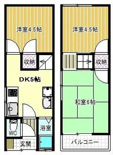 大阪府柏原市田辺1丁目【テラスハウス】の間取り