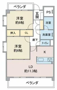グランディール中京【2階】の間取り