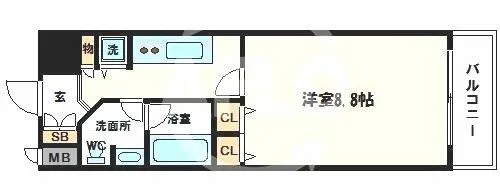 カスタリア堺筋本町【11階】の間取り