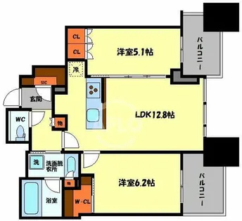 シティタワー大阪本町【30階】の間取り