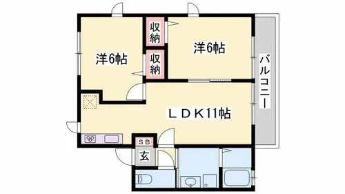 兵庫県姫路市広畑区城山町【アパート】の間取り