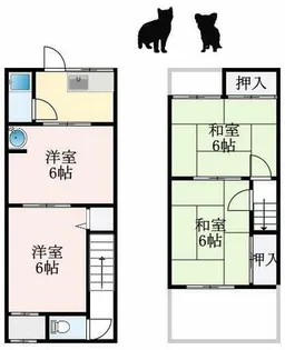 大阪府堺市東区引野町2丁【テラスハウス】の間取り