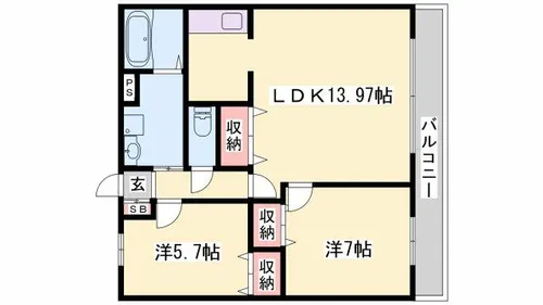 兵庫県姫路市広畑区西蒲田【アパート】の間取り