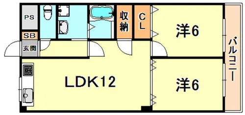 ラムール住吉【4階】の間取り