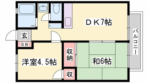 兵庫県姫路市広畑区小坂【アパート】の間取り