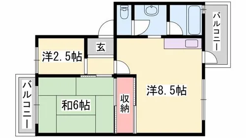 砥堀第2コーポラス【101号室】の間取り