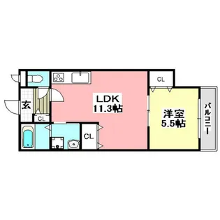 クリエオーレ別府【1階】の間取り