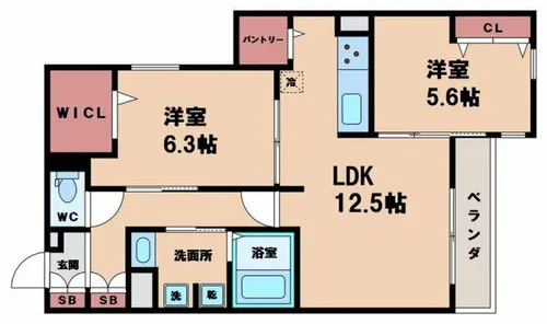 グリーンコート長居西【1階】の間取り