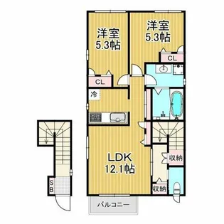 シャルマン甲陽園【1階】の間取り