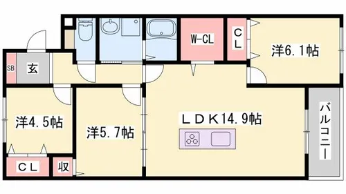 Sara【203号室】の間取り
