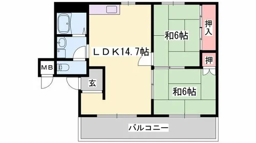 モアークレスト飾磨【2-B号室】の間取り