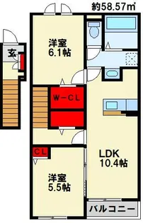レザンヒル 上の原【202号室】の間取り