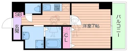 プラスヴァンドームサウス【1階】の間取り