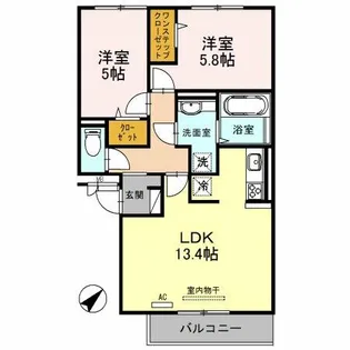 abcdマンション綾園【3階】の間取り