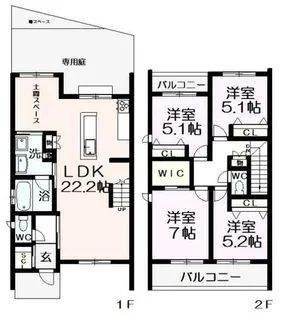 大阪府泉大津市下之町【タウンハウス】の間取り