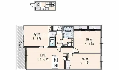 アット横小路【206号室】の間取り