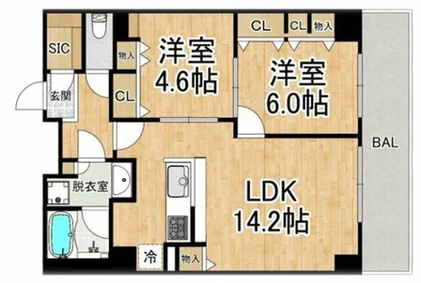 エスリード長堀タワー【1508号室】の間取り