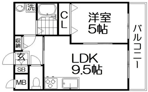プラリア招提元町 B【2階】の間取り