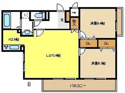 2LDKの間取り画像