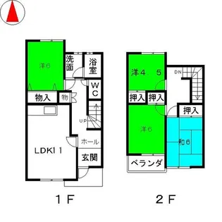 愛知県名古屋市天白区元八事4丁目【テラスハウス】の間取り