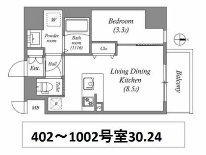 ArtizA京橋WEST【8階】の間取り