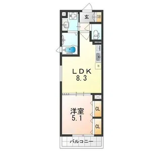 クリエオーレ新堂Ⅰ【3階】の間取り