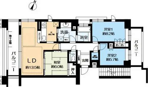 住吉本町レジデンス【5階】の間取り