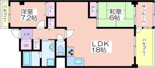 近鉄南港ガーデンハイツ21号棟【233号室】の間取り