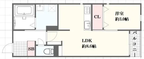 1LDKの間取り画像