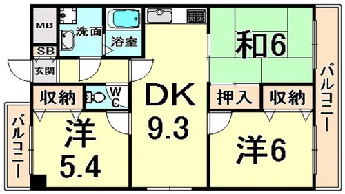 M-PEAKS塚口南【3階】の間取り