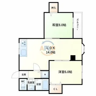 パレス江坂【5階】の間取り