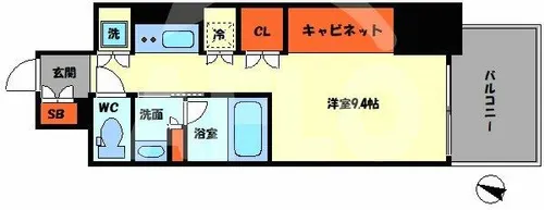 クレストコート靭公園THE CLASS【7階】の間取り