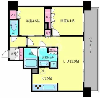 ブランズタワー御堂筋本町【28階】の間取り