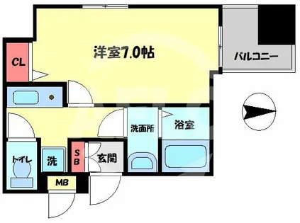 プロシード大阪梅田ポーション【13階】の間取り