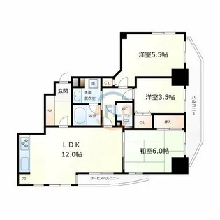 日宝ロイヤルハイツ桑津【3階】の間取り