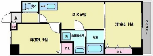 グランパシフィック寺田町【2階】の間取り
