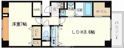 テラスレジデンス四ツ橋【4階】の間取り