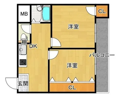 2DKの間取り画像