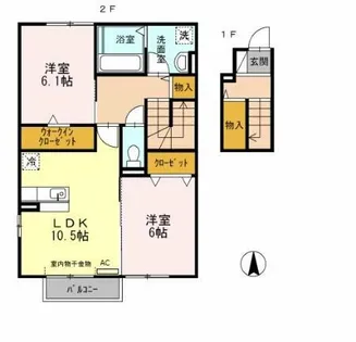 ラビアンローズ徳重 B棟【205号室】の間取り