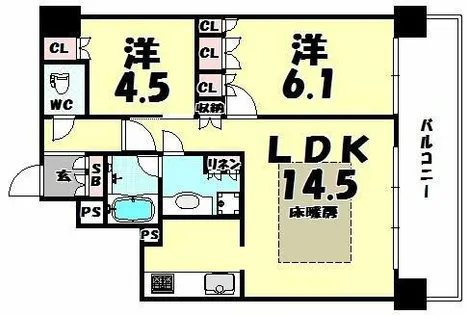 ブランズタワー御堂筋本町【28階】の間取り