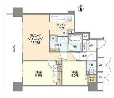 ブランズタワー御堂筋本町【30階】の間取り