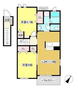 ホワイト ヒル A【2階】の間取り