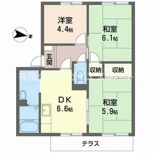 小野市中町(サンシティハイツA)【1階】の間取り